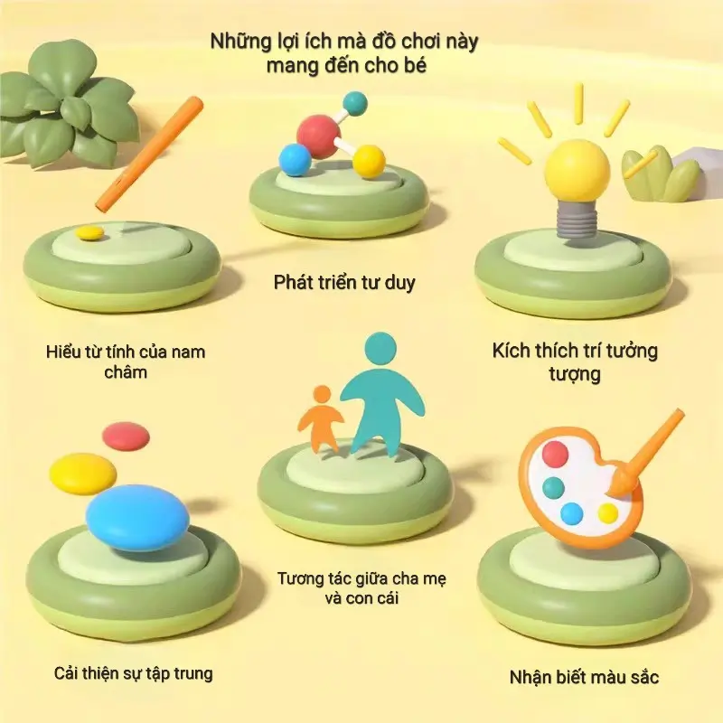 Đồ chơi cho bé bảng xếp hình/bảng vẽ nam châm/bảng hạt từ nam châm giúp bé rèn luyện đôi tay khéo léo - Đồ chơi cho trẻ NS KIDS Kem 6