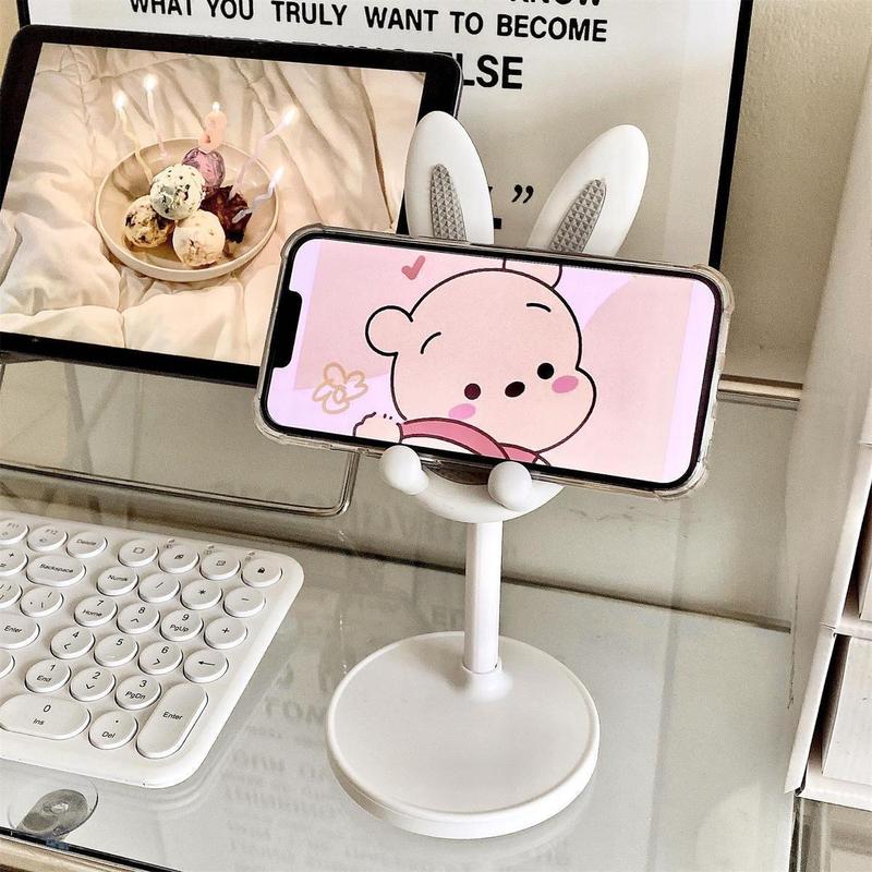 Product Introduction of Adorable Rabbit Mobile Phone Bracket Adjustable Desktop Super Stable Lazy Bracket Binge-Watching Tool Accessories Cellphone Smartphone Stand Mount 10