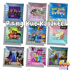 Fun Kids Party Piring Kue Kertas Karakter Isi 10pcs / Piring Kue Ulang Tahun 12cm/ Piring Kotak Kue Tart Plastik