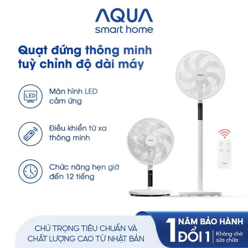 Quạt cây đứng Aqua FED3501R thân quạt máy cảm ứng điều khiển từ xa hẹn giờ 12 tiếng thu dài ngắn QuạT