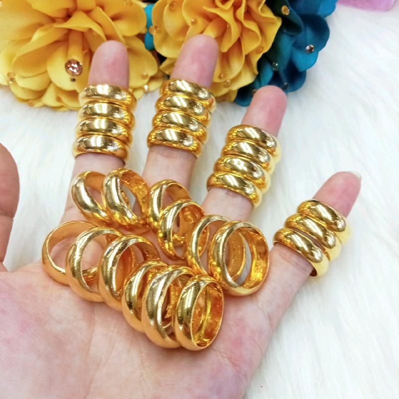 Nhẫn Khâu Trơn Tròn Đồng Vàng Màu Vàng 24 Women