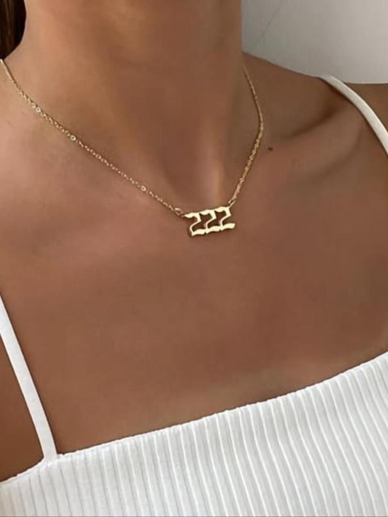 Product Introduction of Fashion Lucky Number Pendant Necklace, Elegant Clavicle Necklace, Collarbone Chain Necklace, Fashion Accessories for Men & Women 7