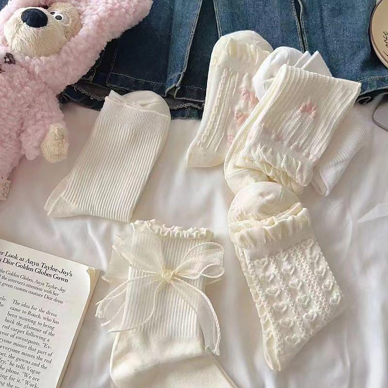 Product Introduction of Tất Lolita, 1 Đôi, Có Nơ, Ống Giữa, Phong Cách Preppy, Tất Công Chúa, Thời Trang Đường Phố JK vớ  da 19