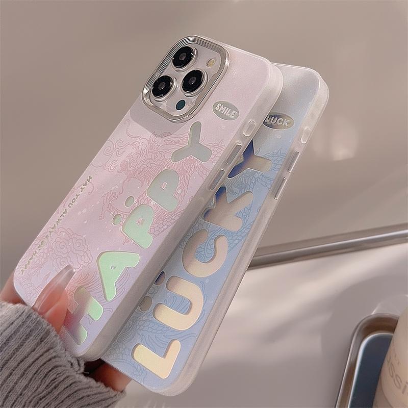 Product Introduction of Couple Laser Dragon Pattern English for 14promax Phone Case Iphone16 Electroplating Protector Cover Protector Cover Casing Shockproof Protective 14