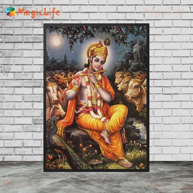 Product Introduction of Tranh Vải Nghệ Thuật Treo Tường, Thần Vishnu, Thần Brahma Và Thần Shiva, Trang Trí Nhà Cửa, Áp Phích Và In Ấn Cổ Điển Đạo Kính Hindu 3
