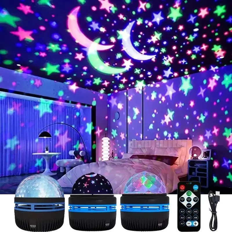 Đèn Máy Chiếu Bầu Trời Đầy Sao, Đèn LED Thiên Hà Cực Quang Xoay, Điều Khiển Từ Xa, Cắm Điện USB, Bóng Ma Thuật, Thích Hợp Cho Bầu Không Khí Sân Khấu, KTV
