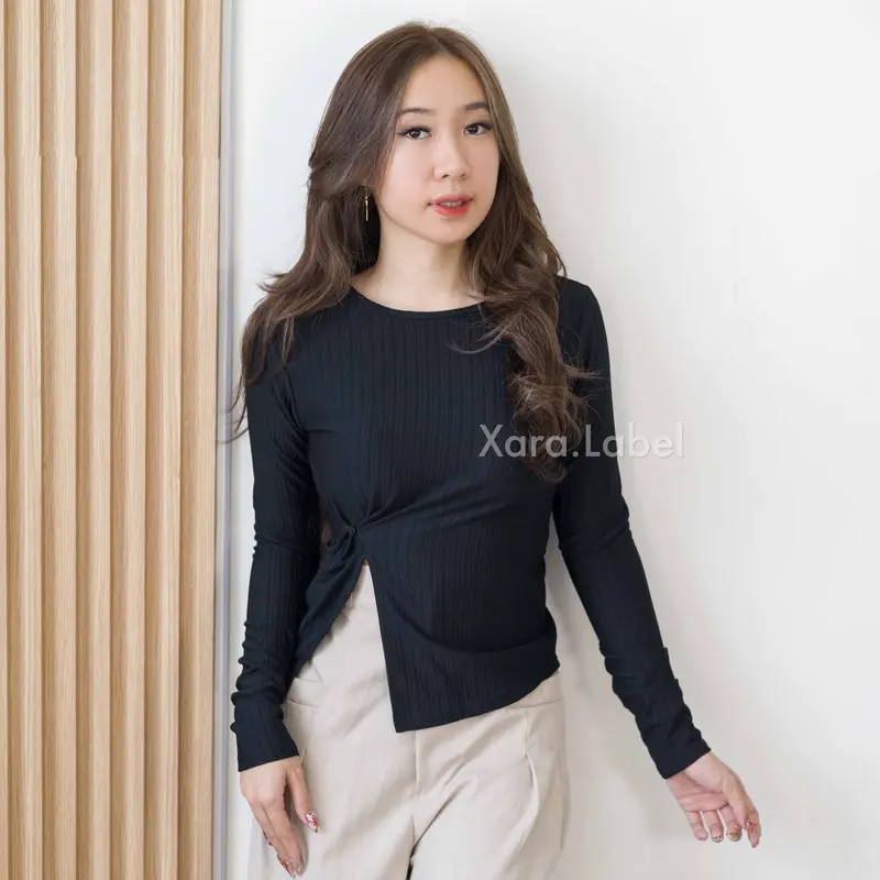 [ XARA SALE ] Cecil Knit Top Wanita - Baju Kait Kancing 4