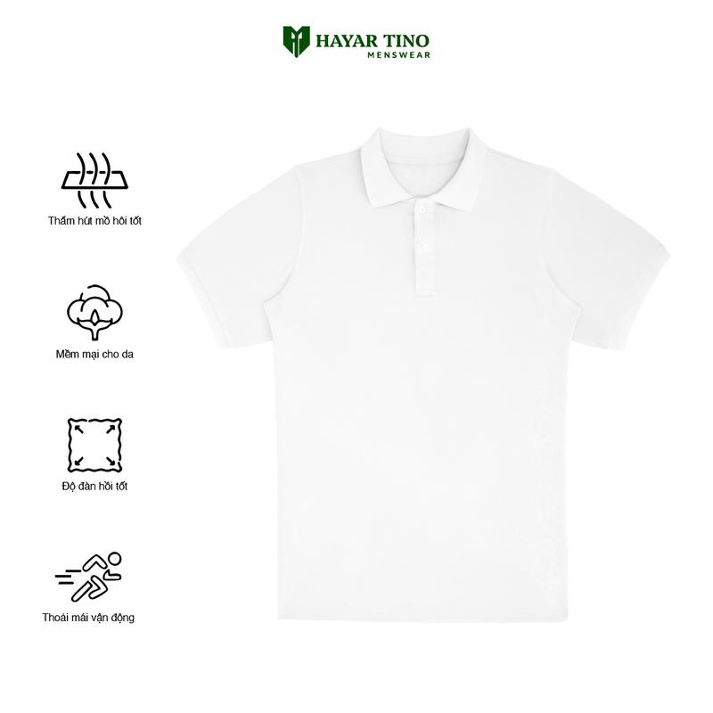 Áo Thun POLO Trơn Màu TRẮNG cổ bẻ Vải Cá Sấu 100% Cotton 4 Chiều Cao Cấp Ngắn Tay Cực Sang Trọng Menswear Nam Top Shirt Có Cổ Cộc Tay