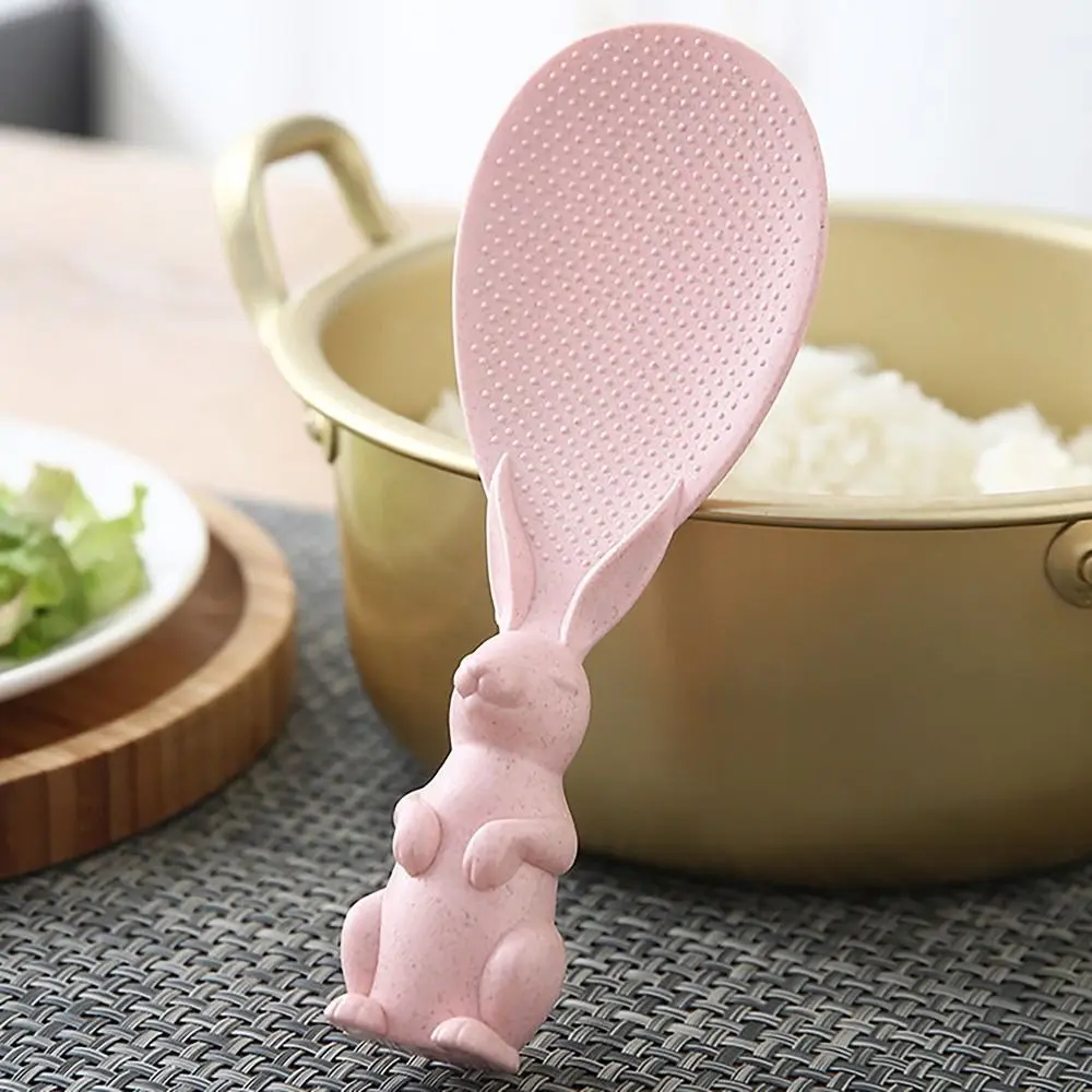 Muỗng Xới Cơm Bằng Rơm Lúa Mì Bằng Nhựa, Thiết Kế Hình Thỏ Dễ Thương, Chống Dính, Phụ Kiện Nhà Bếp Đứng, Muỗng Xới Cơm, Cho Nhà Bếp Gia Đình, Hàng Mới Về