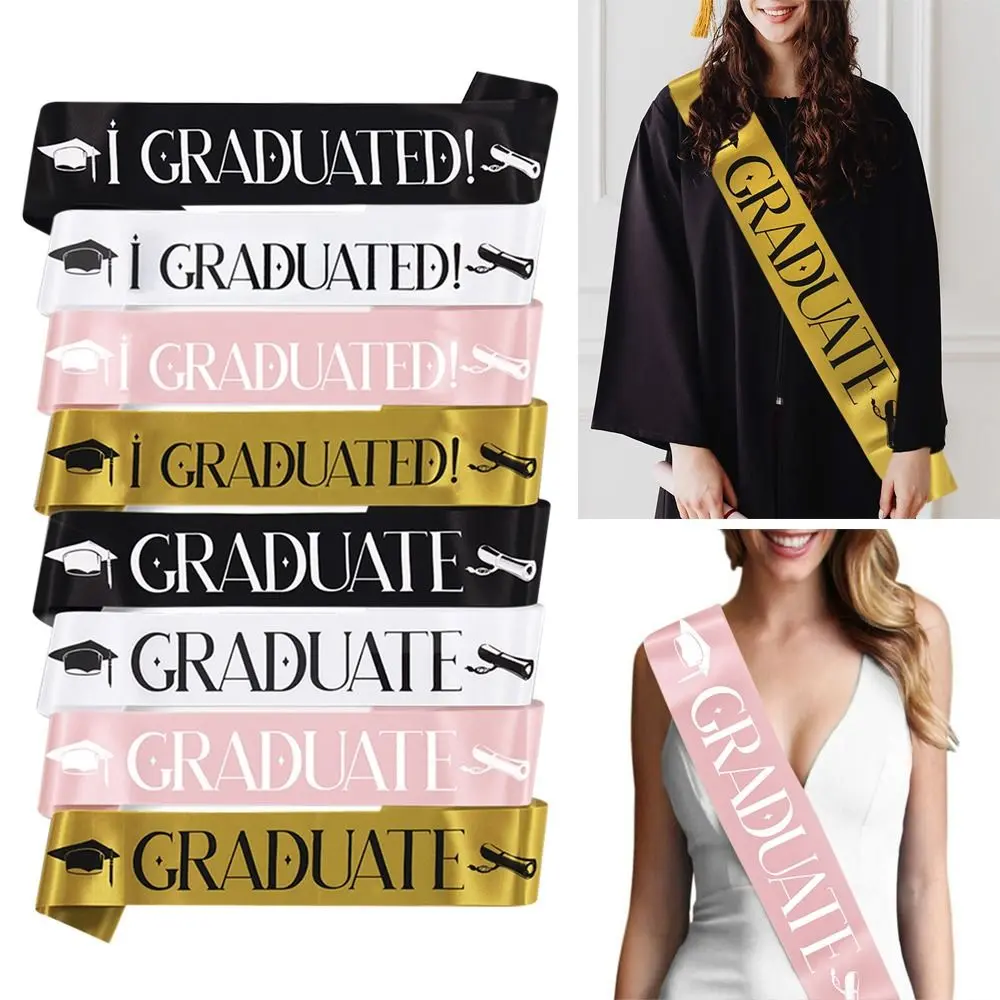 New Glitter Letter I GRADUATED Sash Unisex Etiquette Belt Graduation Belt Scarf Ornament Graduate Shoulder Strap Graduation Ceremony Party Supplies