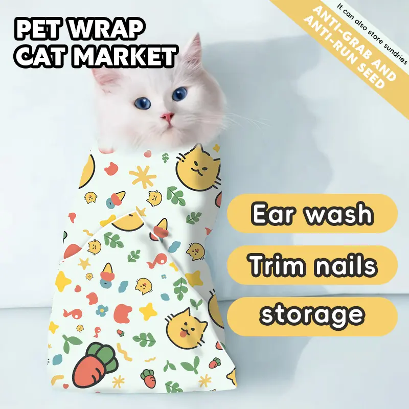 Cat Wrap Cat Cloth Fixed Bag Clipper Nail Control Cat Anti-scratch, Anti-bite and Anti-cat Hair Accessories Restraint Washing Cat Bag 100 Cloth
