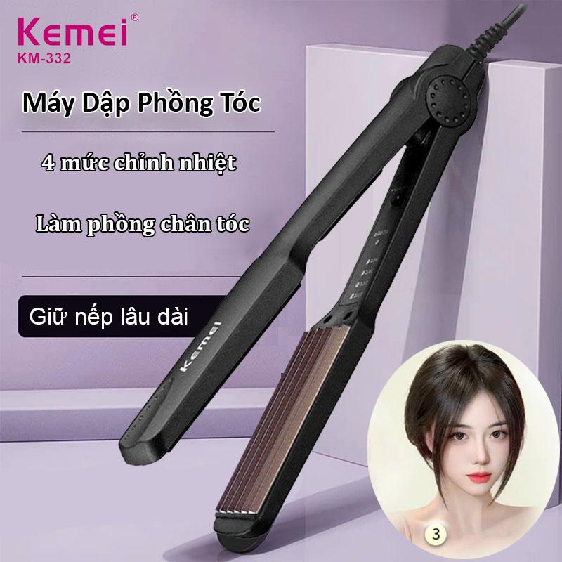 Máy dập phồng tóc Kemei-332 Máy dập xù chân tóc 4 mức nhiệt Máy bấm tóc gợn sóng làm nóng nhanh giữ nếp lâu Women Nữ Máy Ép Tóc