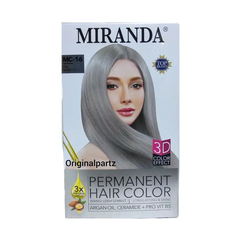 MIRANDA Hair Color Cat Rambut Abu Pewarna Rambut Ash Grey Blonde MC-16 4