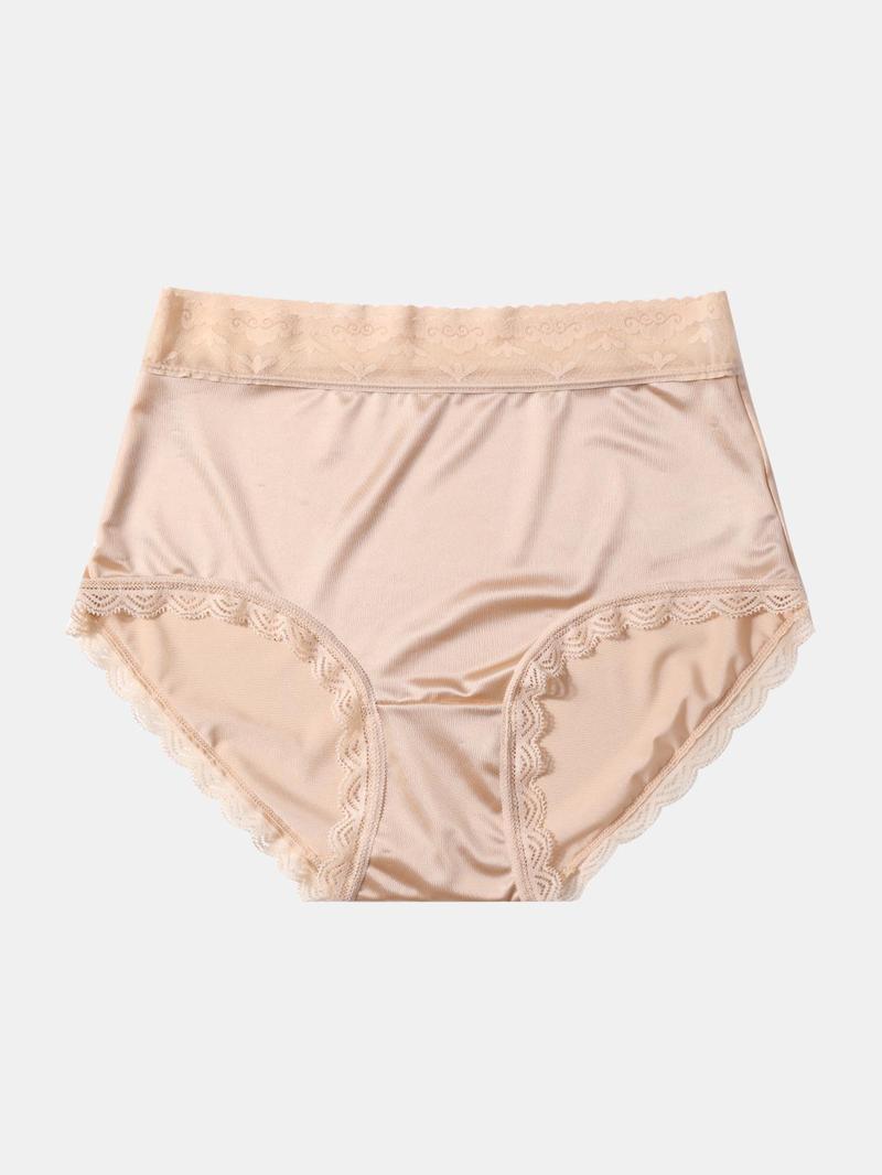 Product Introduction of Women's Solid Color High Waist Panty, Regular Fit Pastel Breathable Comfortable Satin Brief for Daily Wear, Ladies Underwear for All Seasons 7