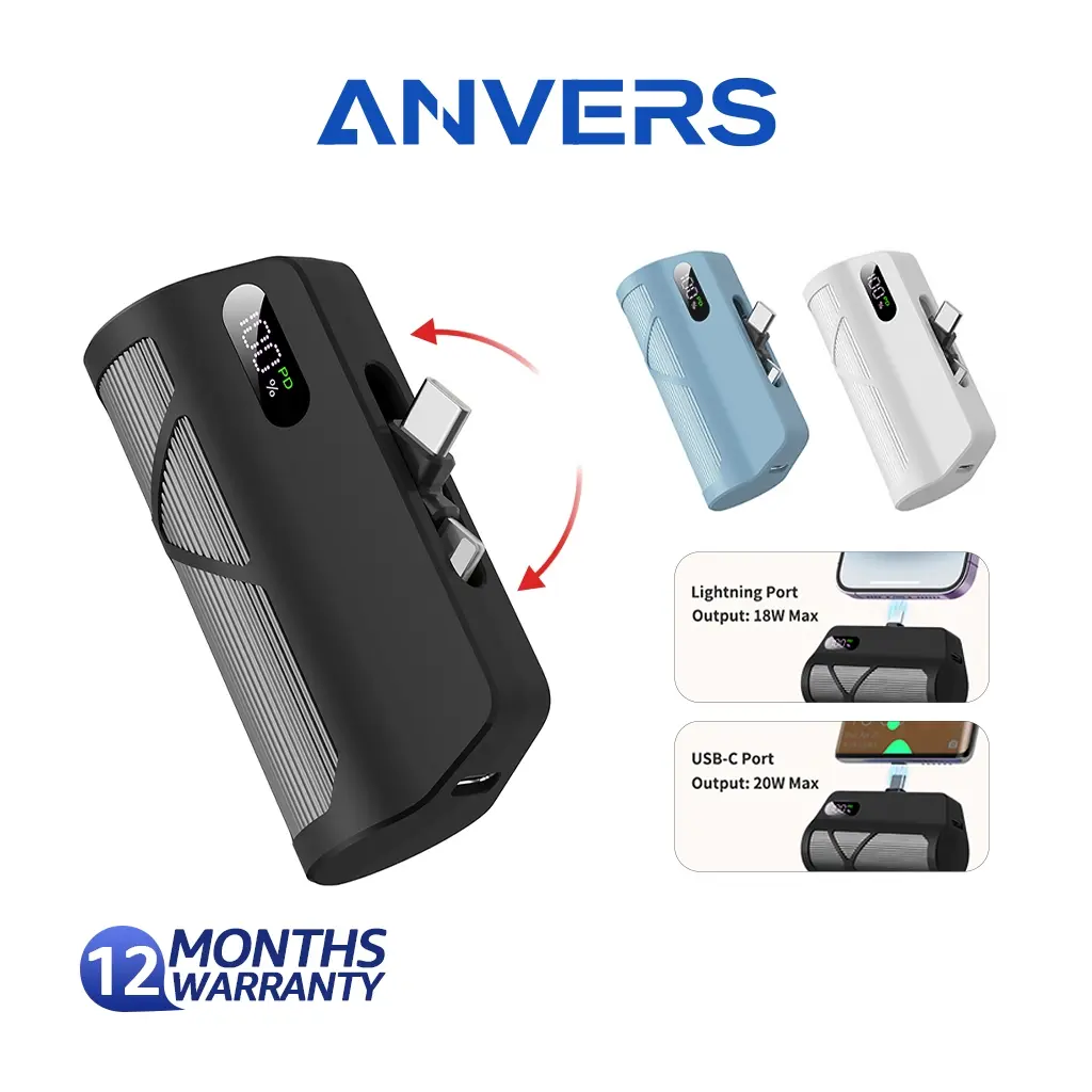Anvers Power Bank 5000mAh Fast Charging Mini Powerbank Capsule Portable Charger for iphone/Android