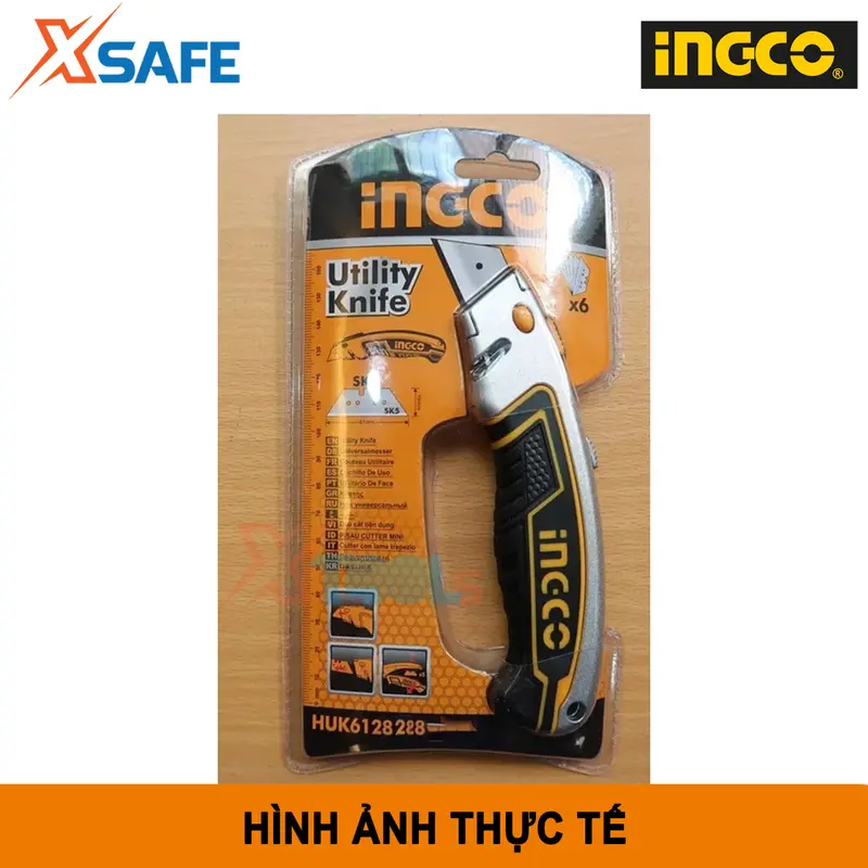 Dao rọc cáp cao cấp đa năng Ingco dao rọc giấy Lưỡi SK5 61x19mm, Kèm 6 lưỡi dao, tay bọc cao su chống trơn 5