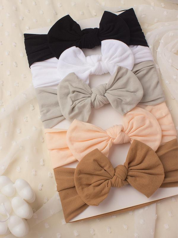 Baby's Solid Bow Decor Hair Band, Cute Plain Bowknot Design Hair Band, Newborn Infant Baby Hair Accessories 8