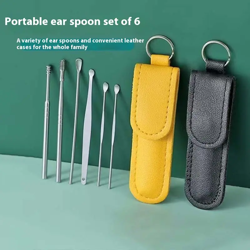 New stainless steel ear spoon set, spiral spoon ear canal cleaning tool, full set of ear spoons