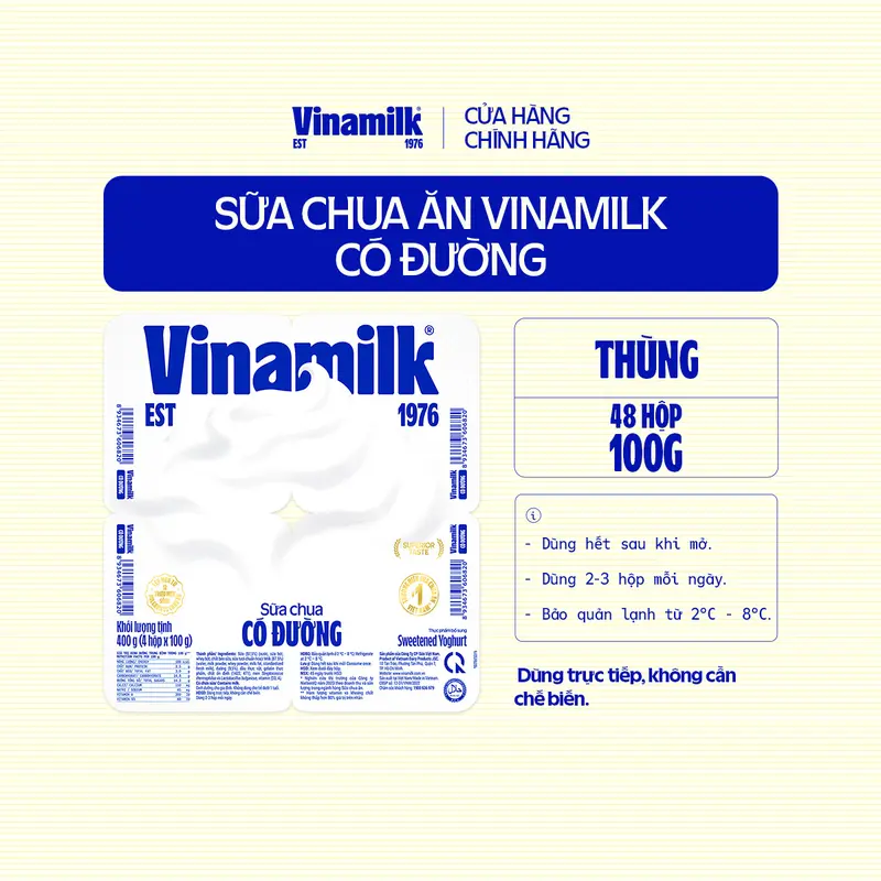 [CHỈ GIAO THÀNH PHỐ LỚN BÁN KÍNH 10KM] Sữa chua ăn Vinamilk có đường 100g Yaourt 6