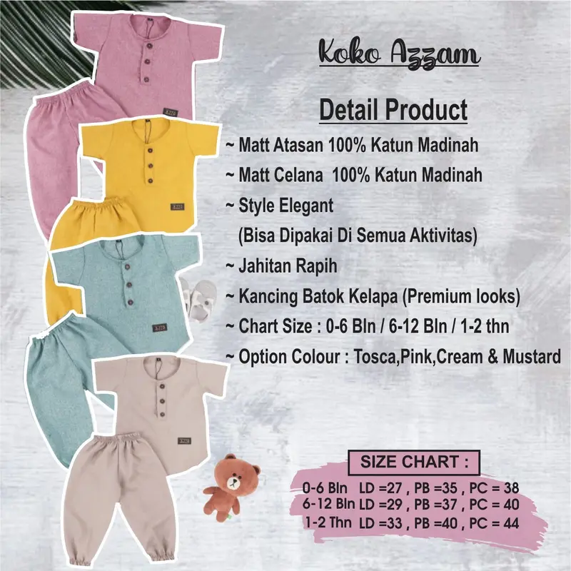 Koko Anak Bayi Laki laki 0-2 Thn / Baju Koko Bayi / Setelan Koko Bayi 7