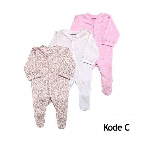 PROMO 5.5 | Sleepsuit Isi 3pcs / Baju Tidur Bayi Perempuan 3IN1 Import Cotton Newborn 3