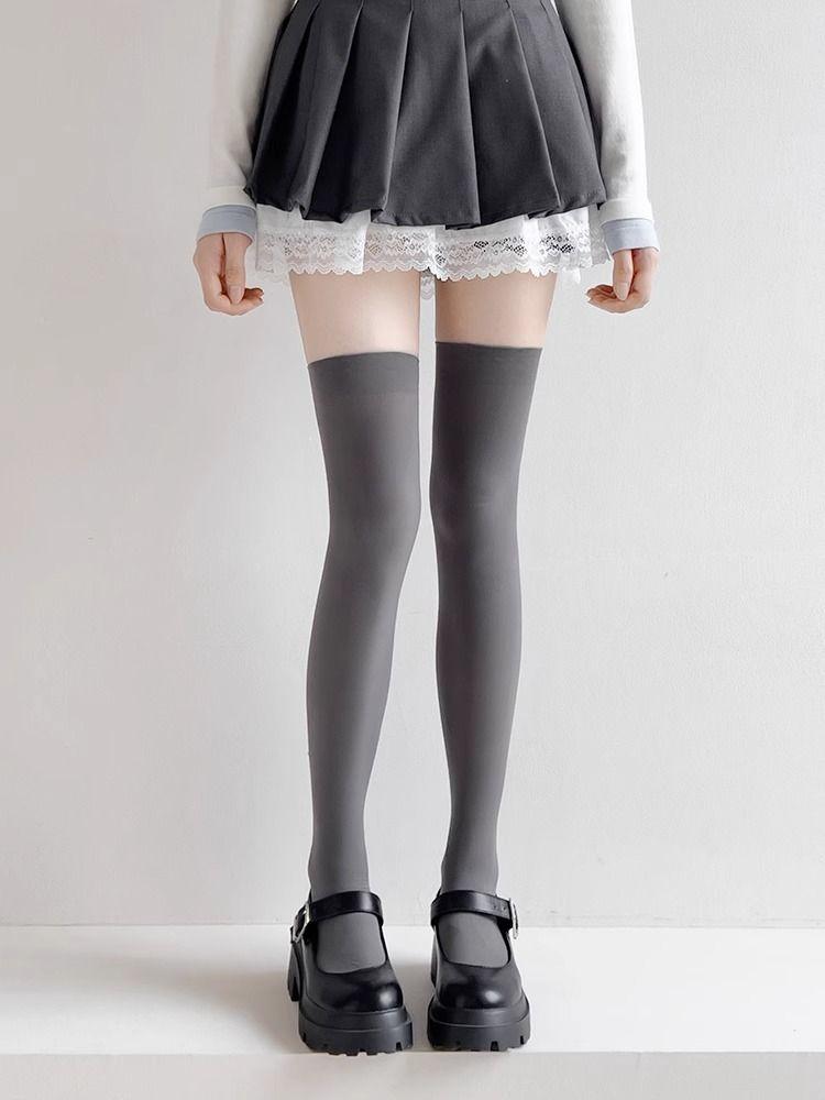 Product Introduction of Brazil Jersey [3475 People Collected] Gray Calf Socks for Women Summer Thin Japanese JK Socks Velvet Stockings Long Tube Half Socks Summer Over-the-Knee Socks 22