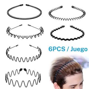 Diadema en forma de onda, 6 piezas por juego, diadema elástica antideslizante, accesorios para el cabello para deportes al aire libre, accesorios de moda para hombres