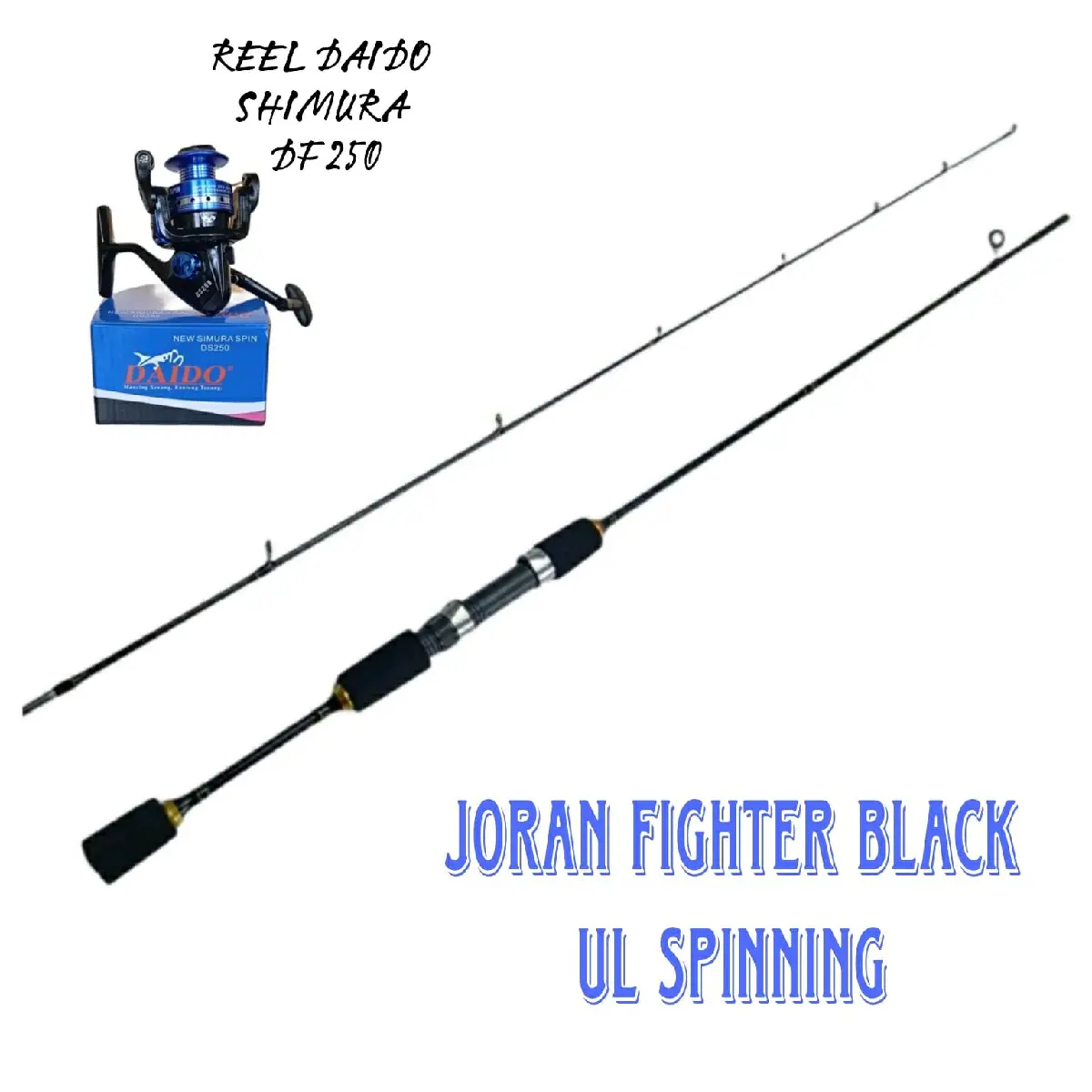 Joran Pancing Ajiro Ultraligh spinning Fighter hitam fiber solid Pj 150_165_180_198cm
