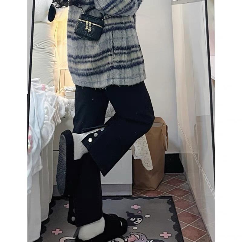 [Bigsize] Quần jean cách điệu khuy gấu bigsize, ống đứng hách dáng che khuyết điểm tốt đủ size 55-100kg