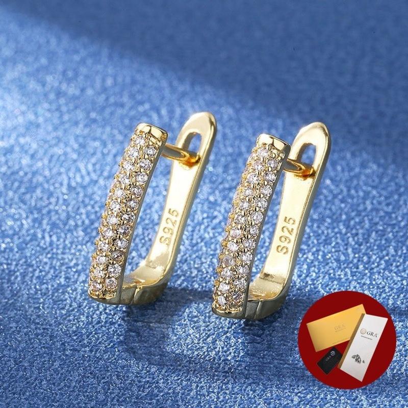Product Introduction of (With Gra Certificate) Fashion Bar Earrings Simple Temperament White Diamond Earrings Women's Earrings 19