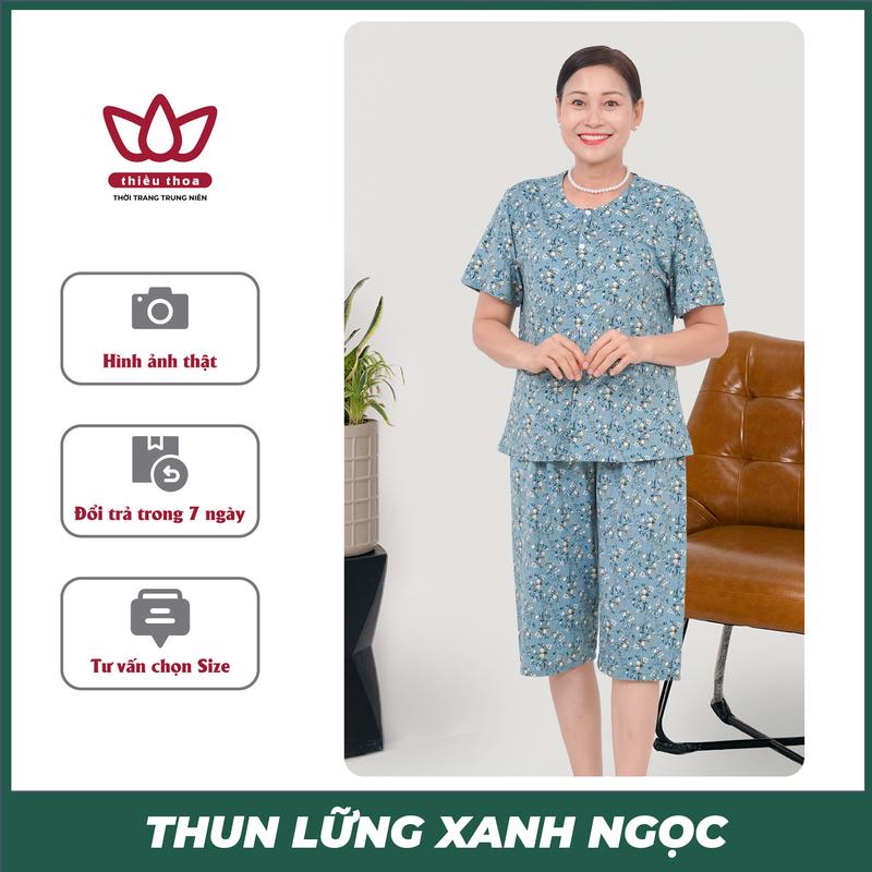 Bộ Đồ Lửng Trung Niên Thun COTTON LẠNH Thiều Thoa, Đồ Bộ Nữ Mặc Nhà Cho Bà, Tặng Mẹ TOP 2025