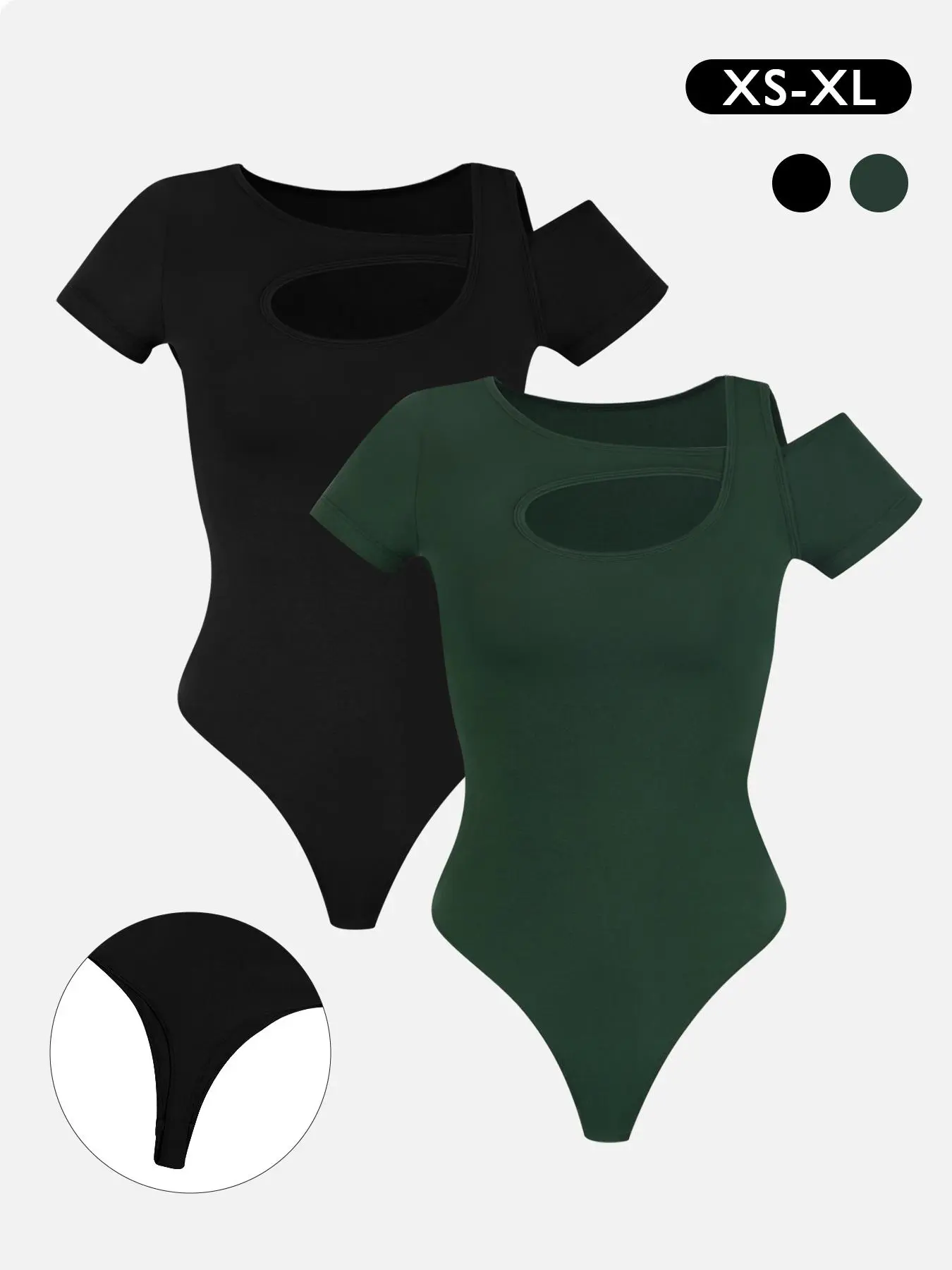 Women's Solid Color Cut Out Bodysuit, Casual Comfy Breathable Short Sleeve Bodysuit for Daily Wear, Ladies Clothes for Summer