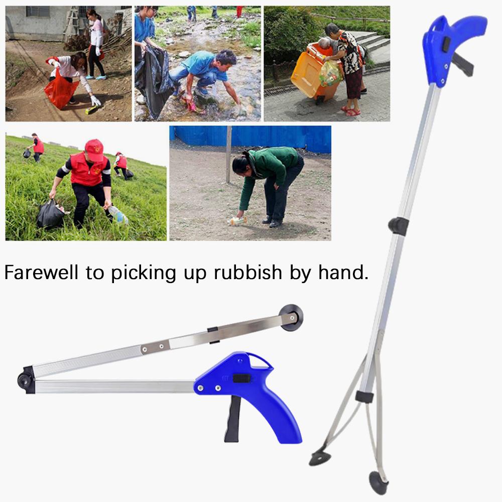 Folding Garbage Picker Stick Aluminum Alloy 83CM Long Clip Arm Trash ...