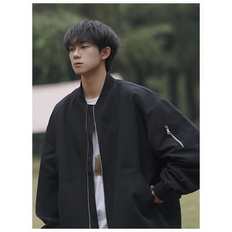 Áo Khoác Bomber, Phong Cách Cổ Điển Mỹ, Dành Cho Nam, Thích Hợp Cho Mùa Xuân Và Mùa Thu Menswear Jacket Nhung 8