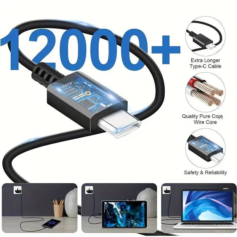 Cáp USB C Sang USB C, Sạc Dây Sạc Nhanh Type C, Tương Thích Với Samsung S23 / S22 / S21 / S20 / N10 / N20, iPhone 15, Cáp Dữ Liệu Điện Thoại Di Động Phụ Kiện 6