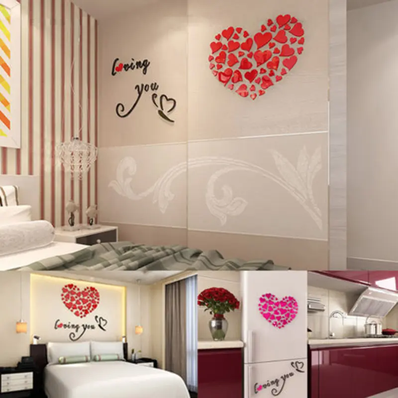 Nhãn Dán Tường Tình Yêu 3D Lãng Mạn, Thiết Kế Hình Trái Tim, Thích Hợp Để Trang Trí Nhà Cửa Và Văn Phòng, Đề Can Tự Làm, Quà Tặng, [HO] 2