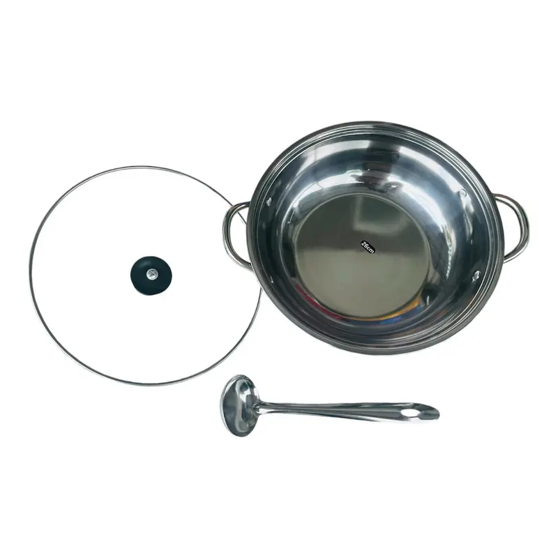 Nồi lẩu 26cm nắp kính, tặng kèm vá inox. hấp 1
