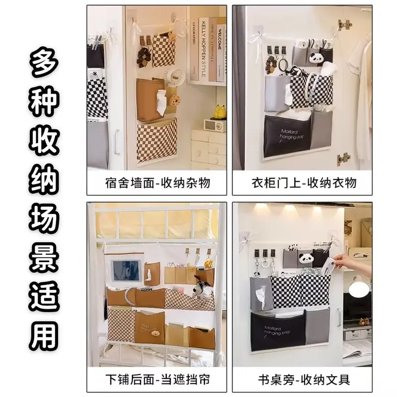 Túi lưu trữ Treo, cho đầu giường ký túc xá, rèm giường treo, treo tường đầu giường, bộ đồ giường bằng vải, túi phòng ngủ nhiều ngăn, đồ dùng Treo 6
