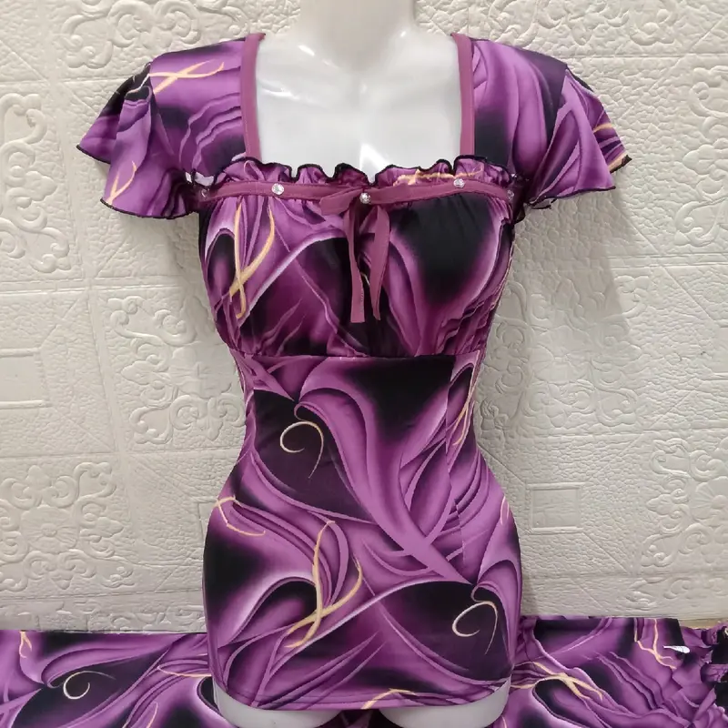 Đồ bộ mặc nhà nữ thun aty, áo thiết kế kiểu tay cánh tiên, quần dài ống ôm, size 12345 - Women 2