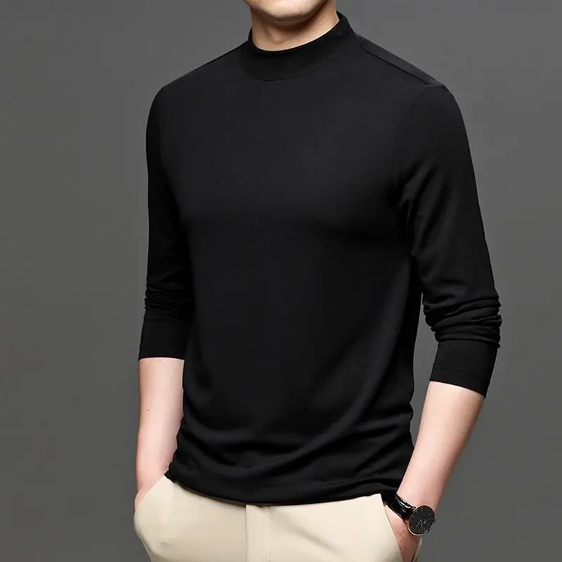 Áo giữ nhiệt dài tay nam có lót nỉ ấm áp mềm mại bên trong giữ ấm cơ thể,cổ cao 3cm Menswear 4