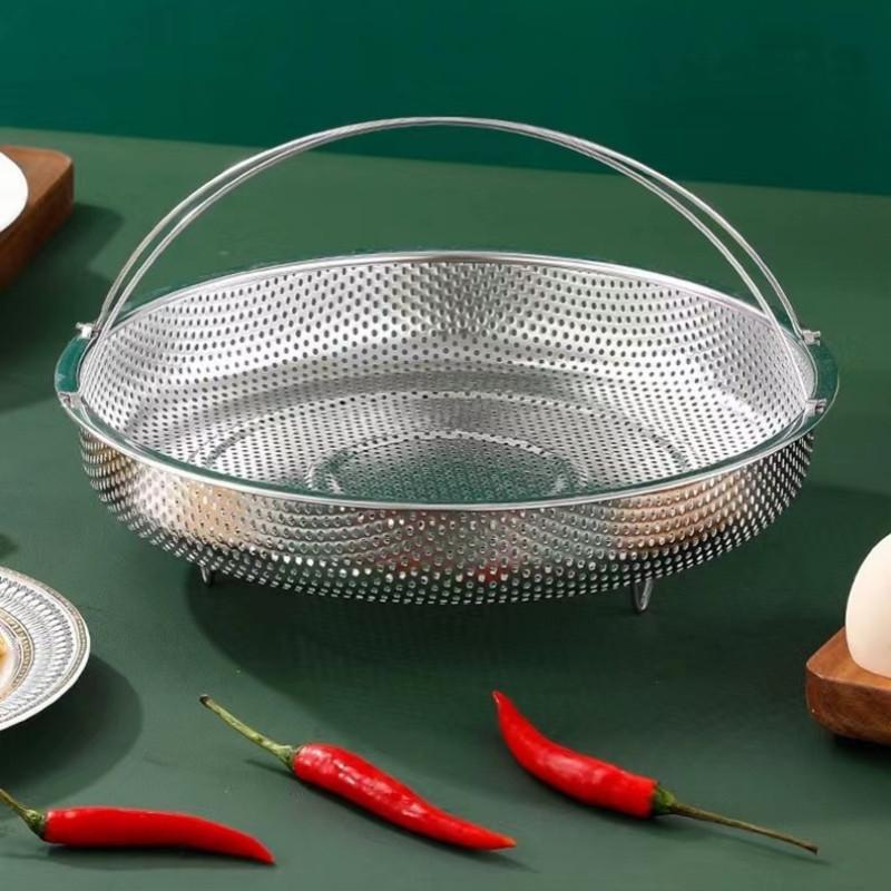 Rổ Hấp Bằng Thép Không Gỉ Đa Chức Năng Có Tay Cầm Cho Nhà Bếp 20cm
