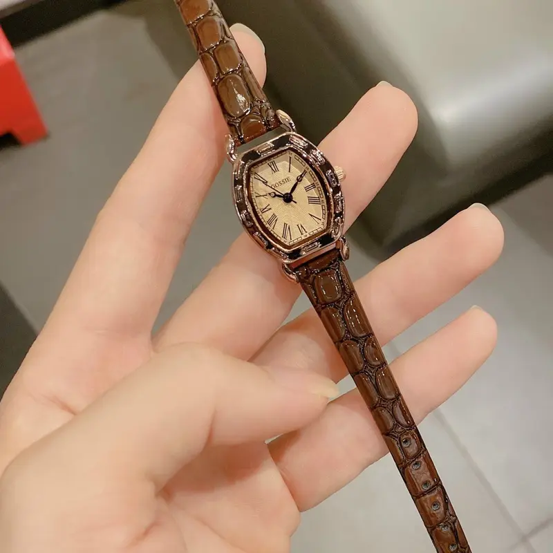 B1 Đồng hồ thời trang nữ mặt bầu, dây da vân cao cấp 4