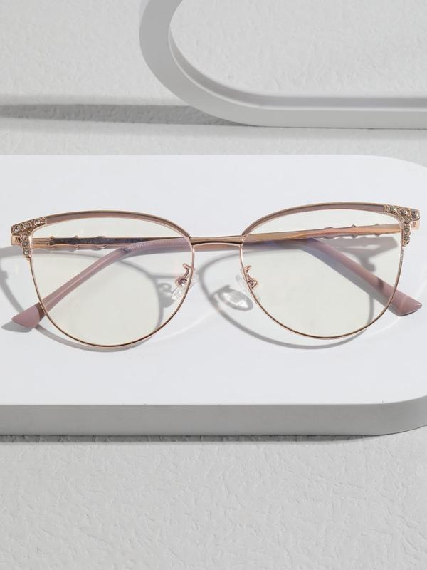 Unisex Anti-blue Light Cat Eye Rhinestone Design Frame Eyeglasses, Fashion Eyeglasses for Work, Daily Clothing Decor, Perfect for Student Daily Use 3