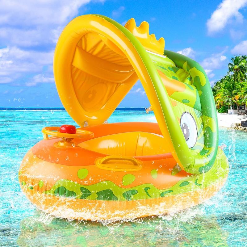 Cute Dinosaur Design Swimming Pool Float with Adjustable Sunshade ...