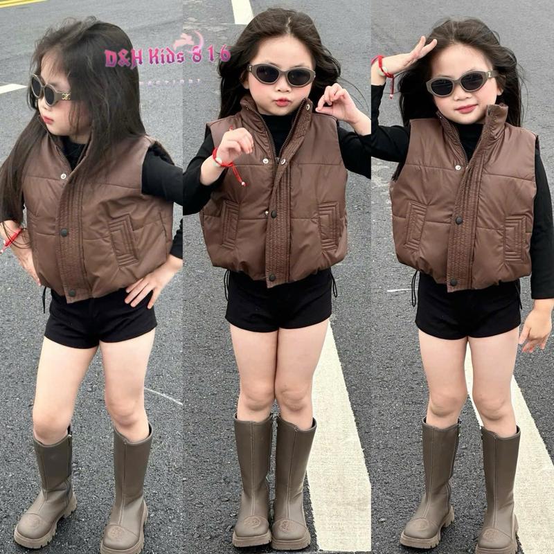 Áo ghi lê phao 1 chi tiết : áo ghile phao sang chảnh 3 màu xinh xắn phối khoá kéo chất phao trần 2 lớp cho bé gái từ 8-30kg