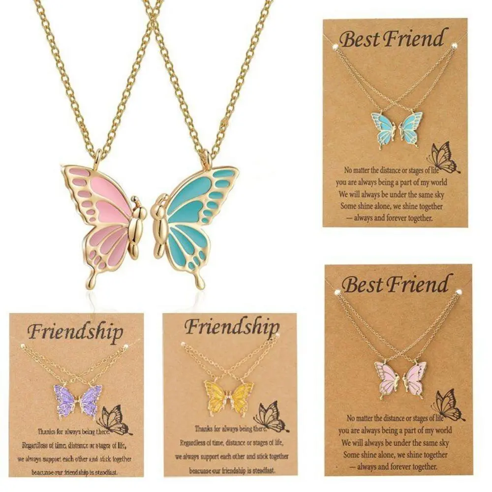 Colorful Butterfly Necklace Set for Friendship Couple Gift