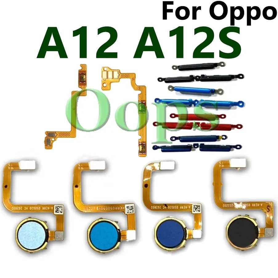 For Oppo A12 A12S Back Home Button Fingerprint Scanner Sensor Return Key Volume Button Power Switch On Off Button Flex Cable