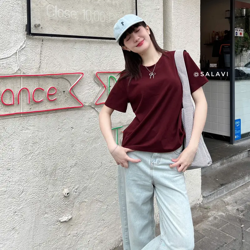 Áo thun trơn basic nhiều màu, áo thun unisex ngắn tay cotton phong cách đơn giản Salavi H3 364 4