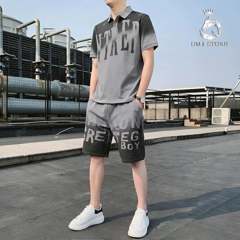 Bộ Polo Có Cổ Bẻ NTREP Chất Vải Wafle Cao Cấp UMA STORE OR Thanh Lịch đen tay ngắn cho Nam - Áo Menswear Ngắn Tay Quần Cộc Tay Shirt ♥❤m❥❣♂ �� người chọn giảm giá bộ đồ màu đen đen m thường Pants set nam dep Cổ Tròn
