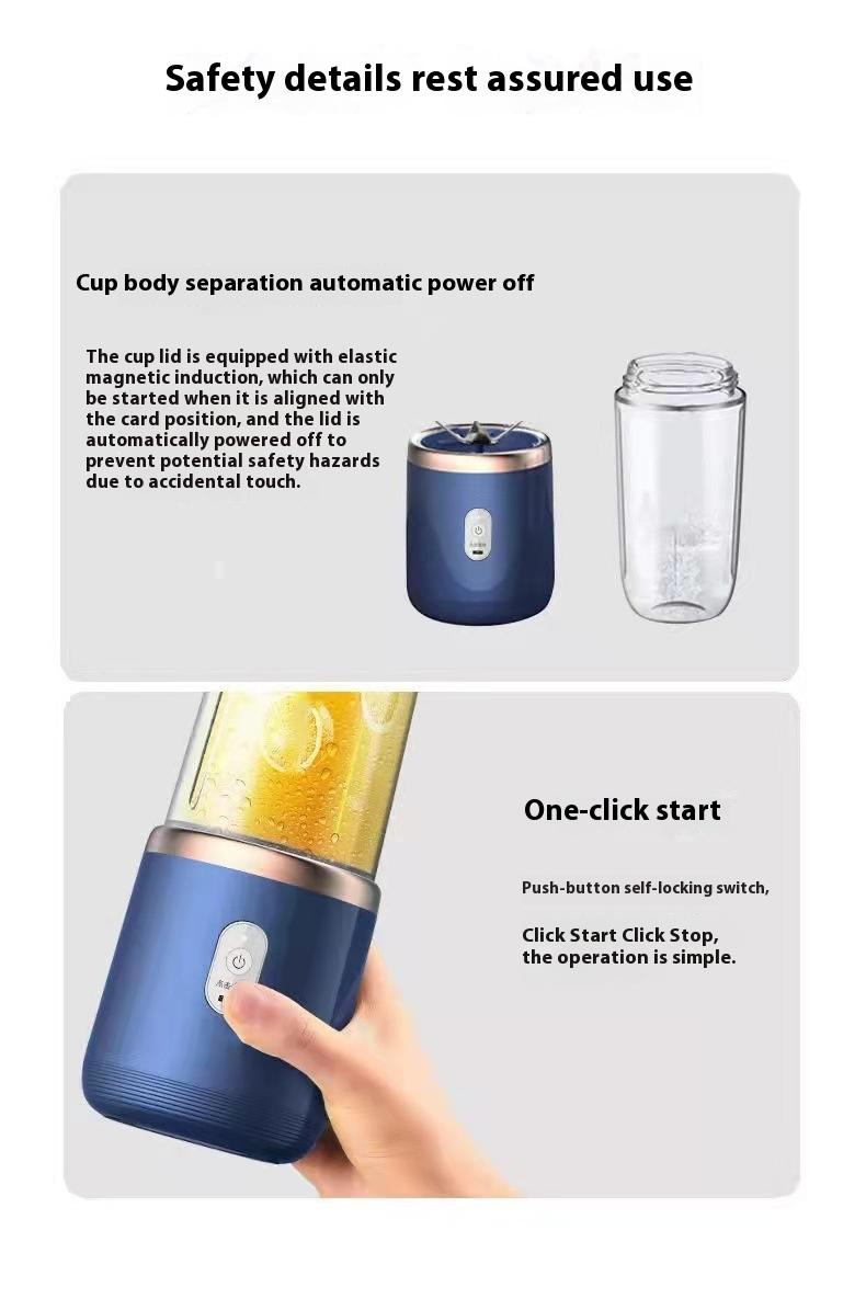 Product Introduction of Juicer Cup Portable Charging Small Household Juice Cups Student Automatic Multifunction Juicer Powerful power, fast juicing, one-button cleaning function, multi-scene applicable juicer 24